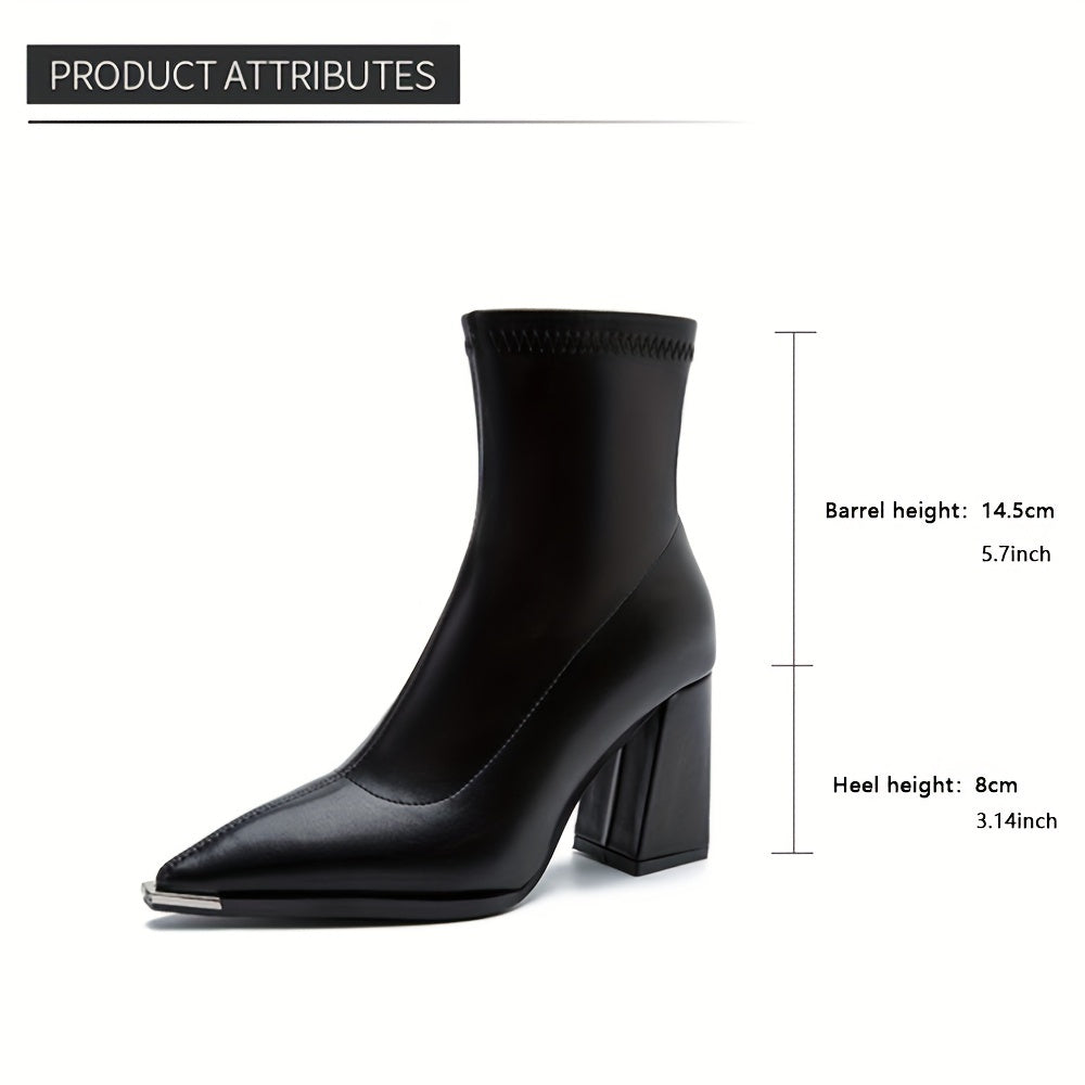 Szpiczasty nosek Chunky obcas botki