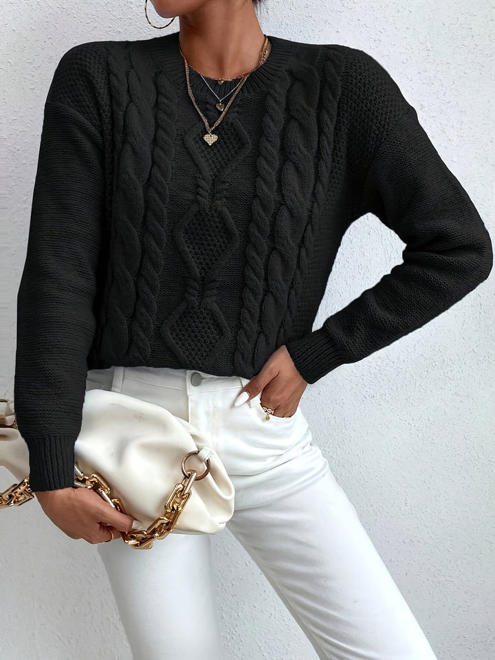Chunky warkoczowy splot sweter