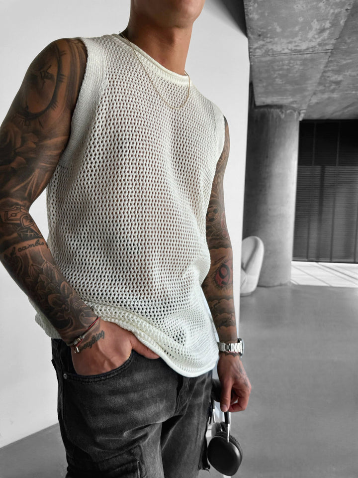 Oversize Teksturowany Top - Biały