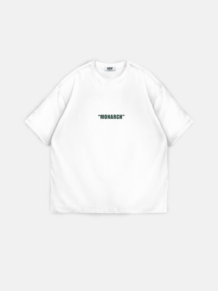 Oversize Monarch T-Shirt - Ecru i Zielony