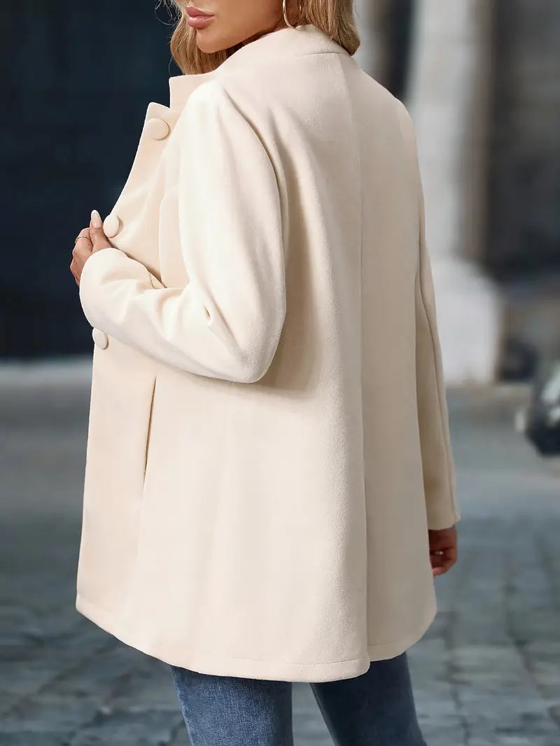 Elegancki stójka guzik płaszcz