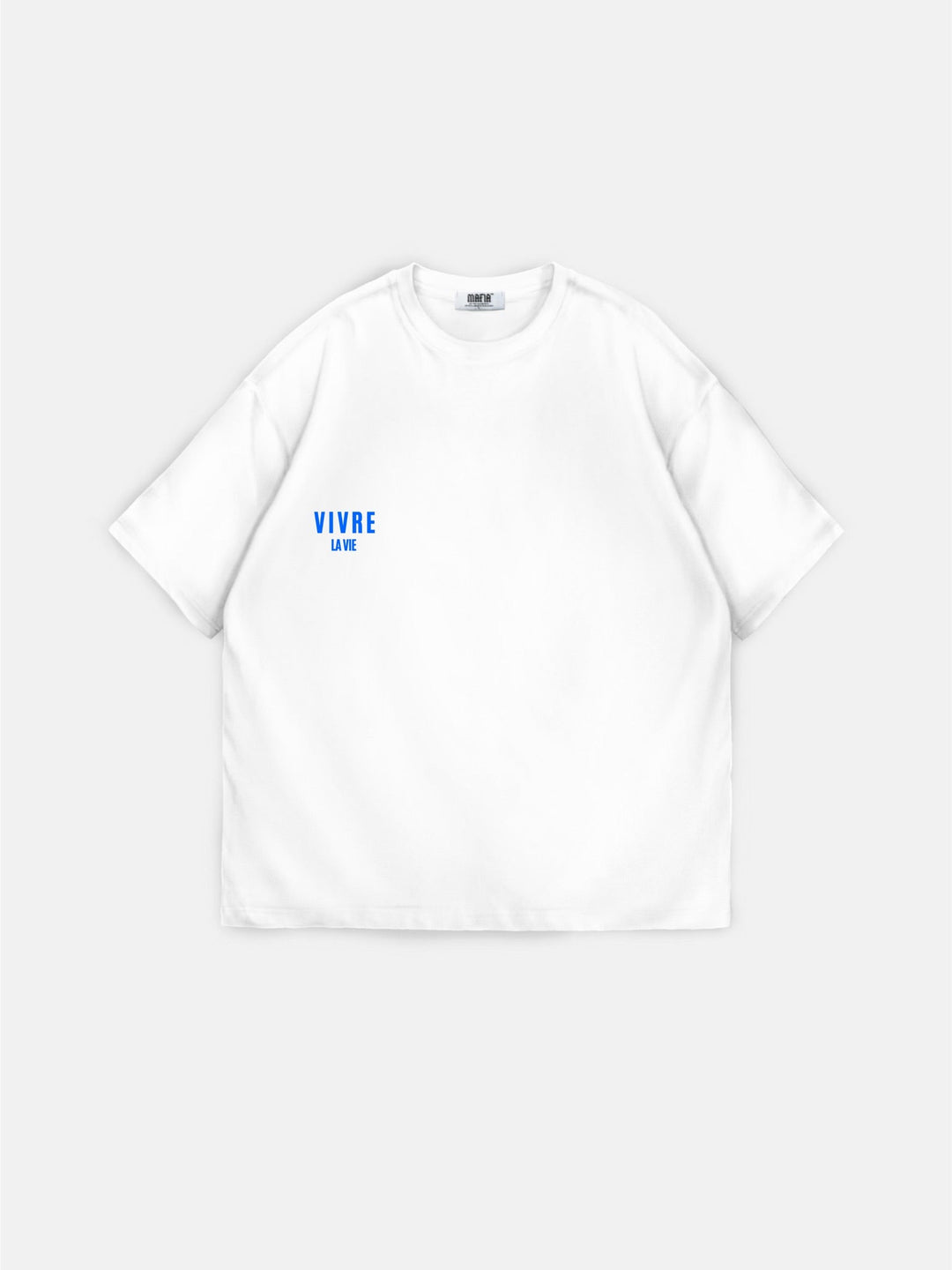 Oversize T-shirt Vivre la Vie - Ecru i Niebieski