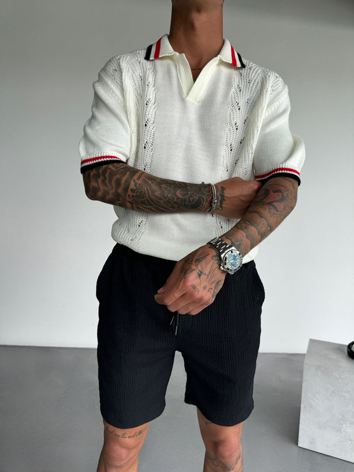 Koszulka Polo Slim Fit z Detailem - Ecru