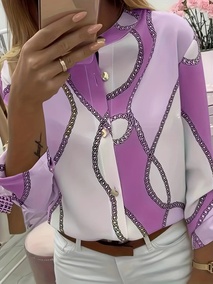 Chain-Print z kołnierzem koszula