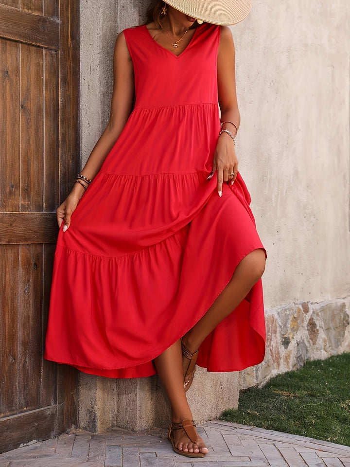 Zwiewny Tiered sukienka maxi