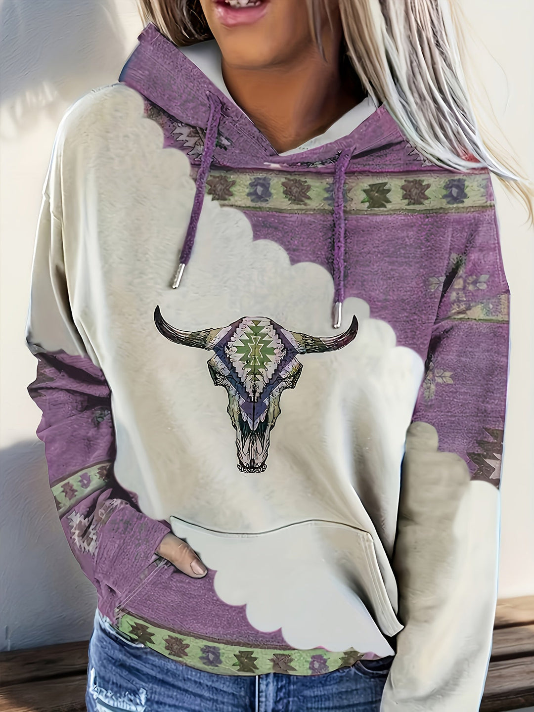 Inspirowany stylem western wzór bluza z kapturem
