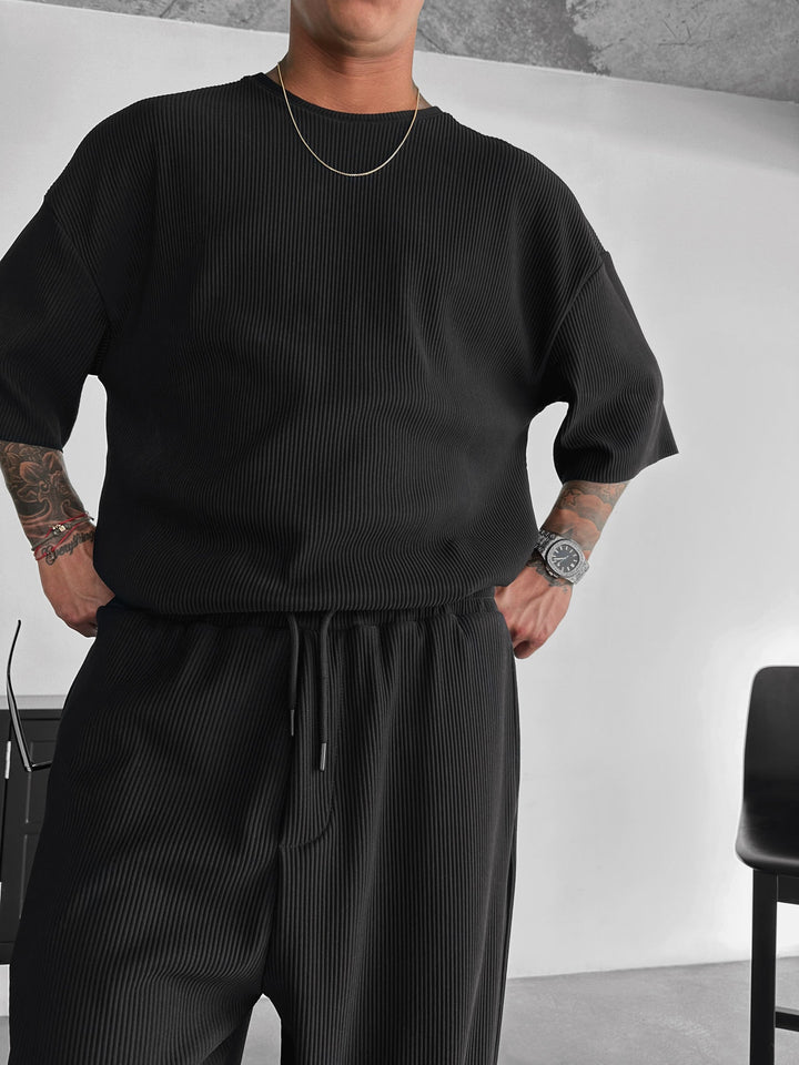 Oversize Cord Tee - Czarny