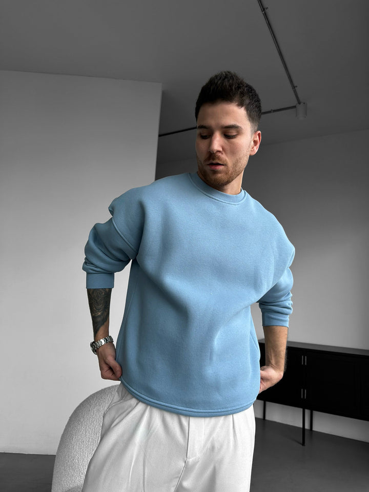 Oversize Basic Sweater - Wyblakły Dżins
