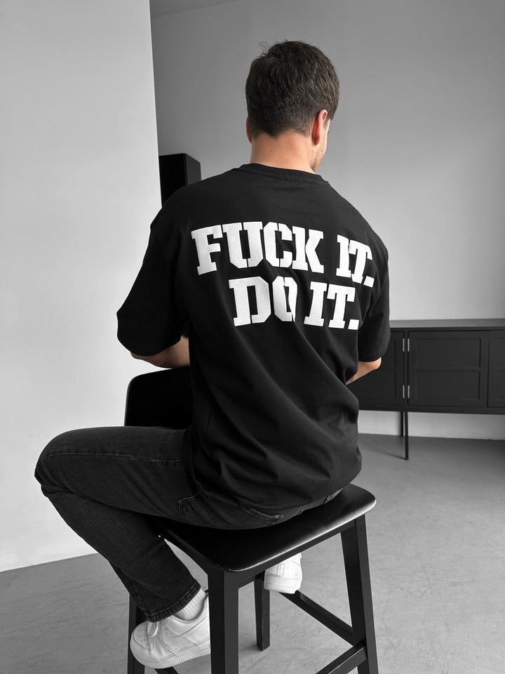 Oversize Do It T-shirt - Czarny