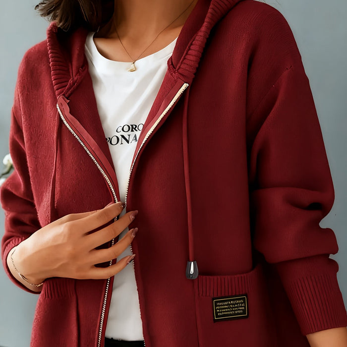 Przytulny Zip-Up z kapturem kardigan