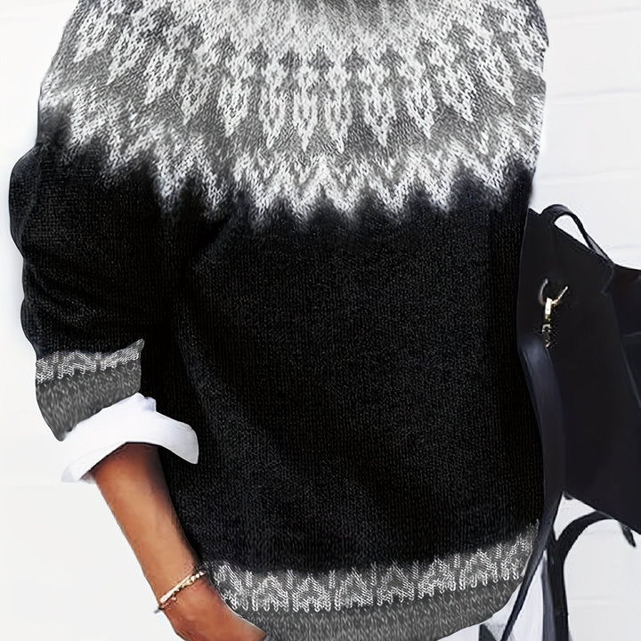 Chunky Jacquard Round szyja sweter