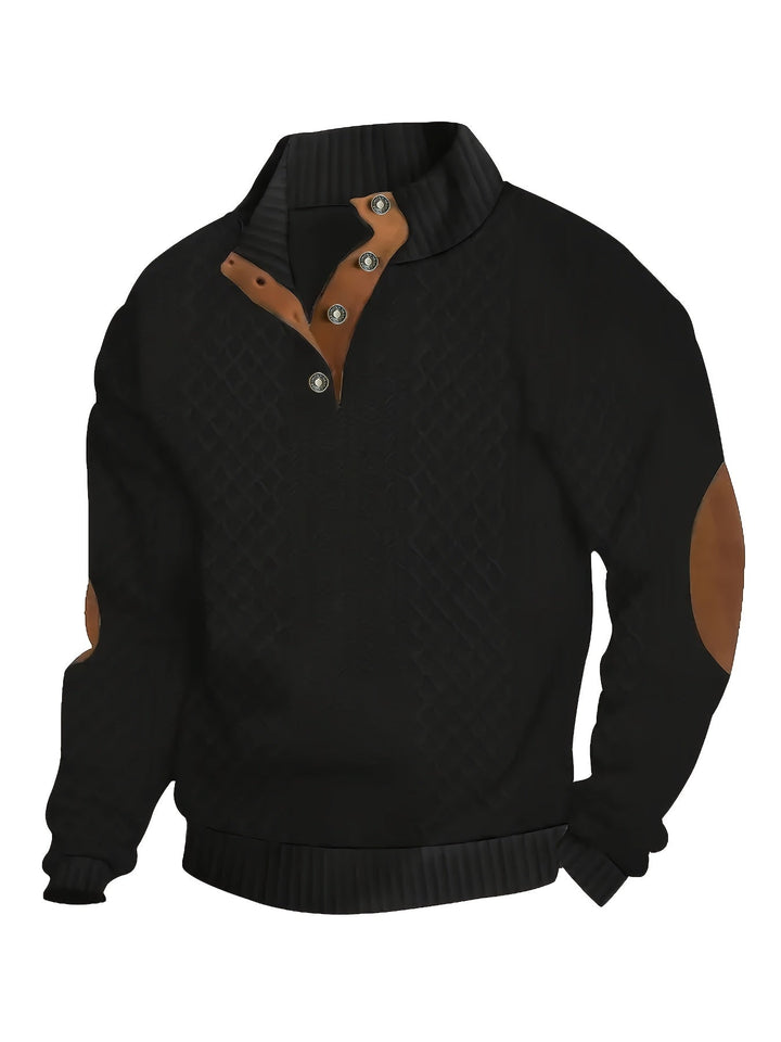 Wyróżniać się kołnierz guzik Henley sweter