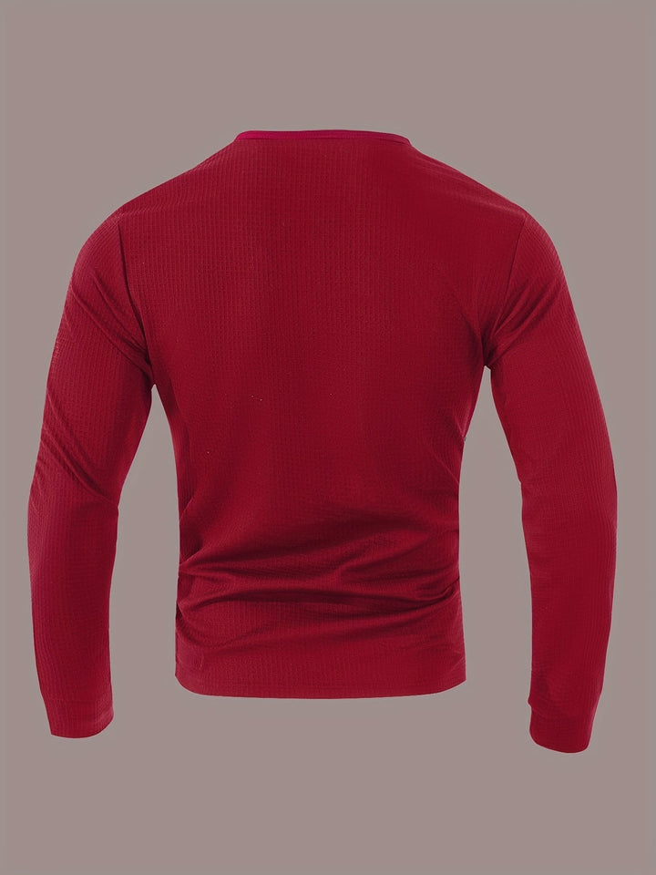 Fakturowany długi-rękaw Henley