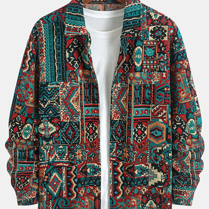 Wzorzysty Lapel zamek kurtka