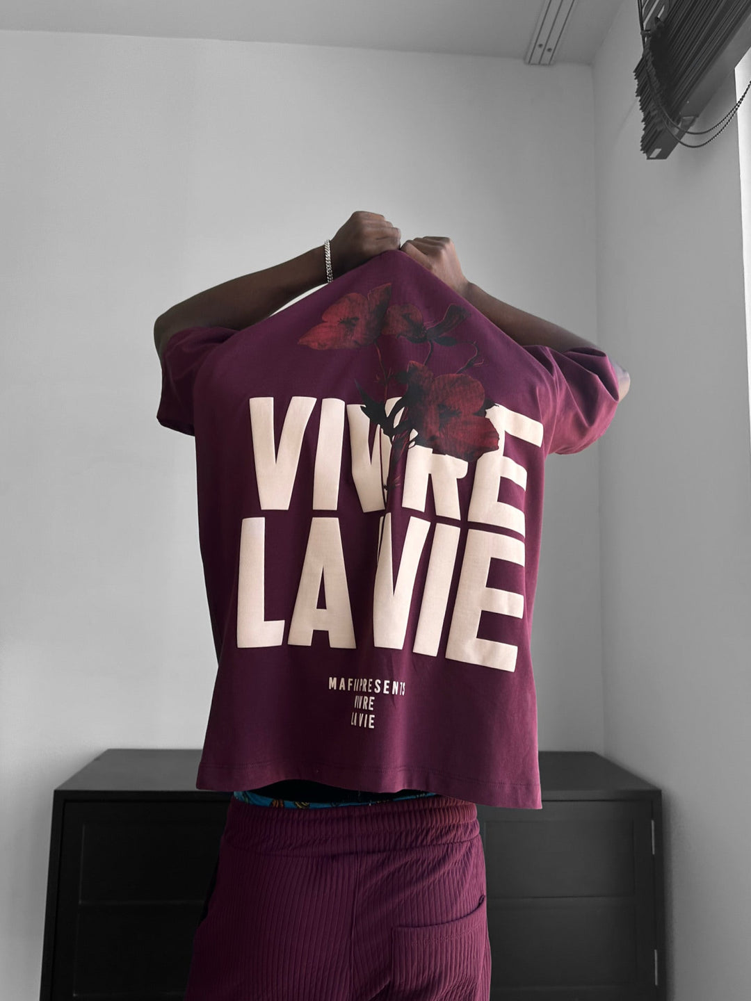 T-shirt Oversize Vivre la Vie - Bordeaux
