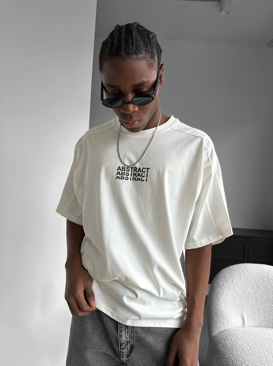 Oversize Abstract T-shirt - Ecru