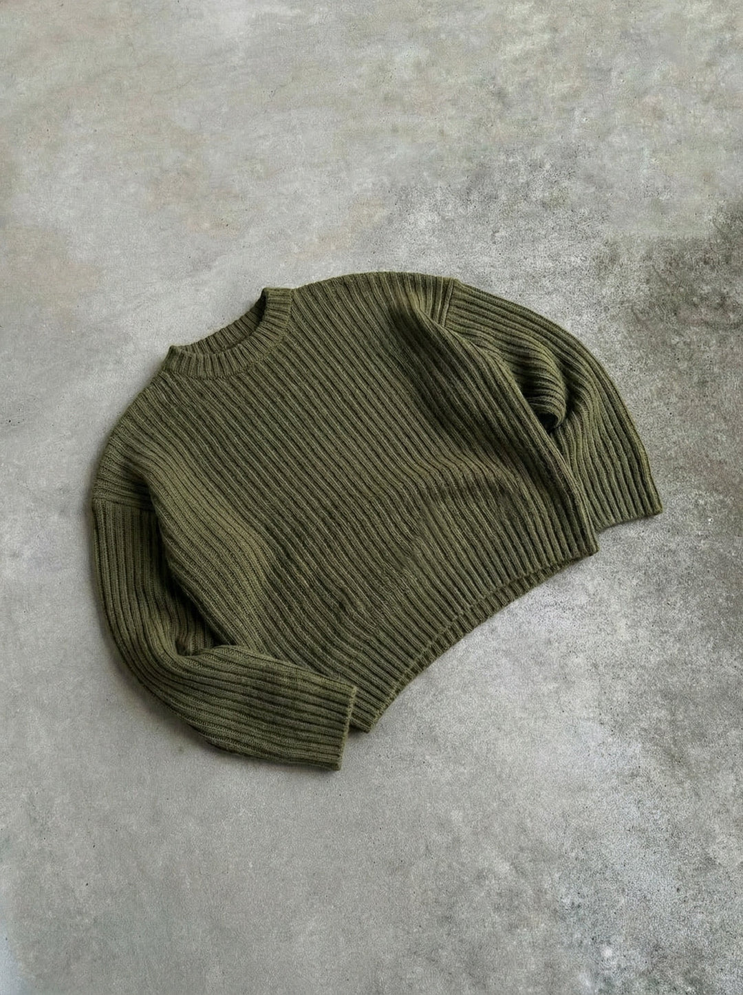 Luźny sweter w paski - Khaki