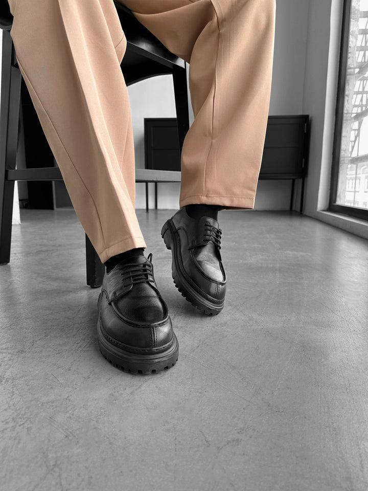 Casual Leather Shoes - Czarne