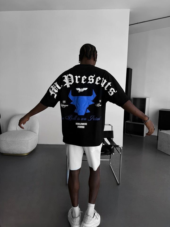 Oversize Bull Worldwide T-shirt - Czarny i Saks