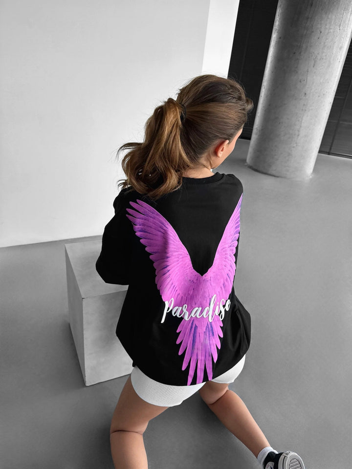 T-shirt Oversize Parrot Paradise - Czarny i Różowy