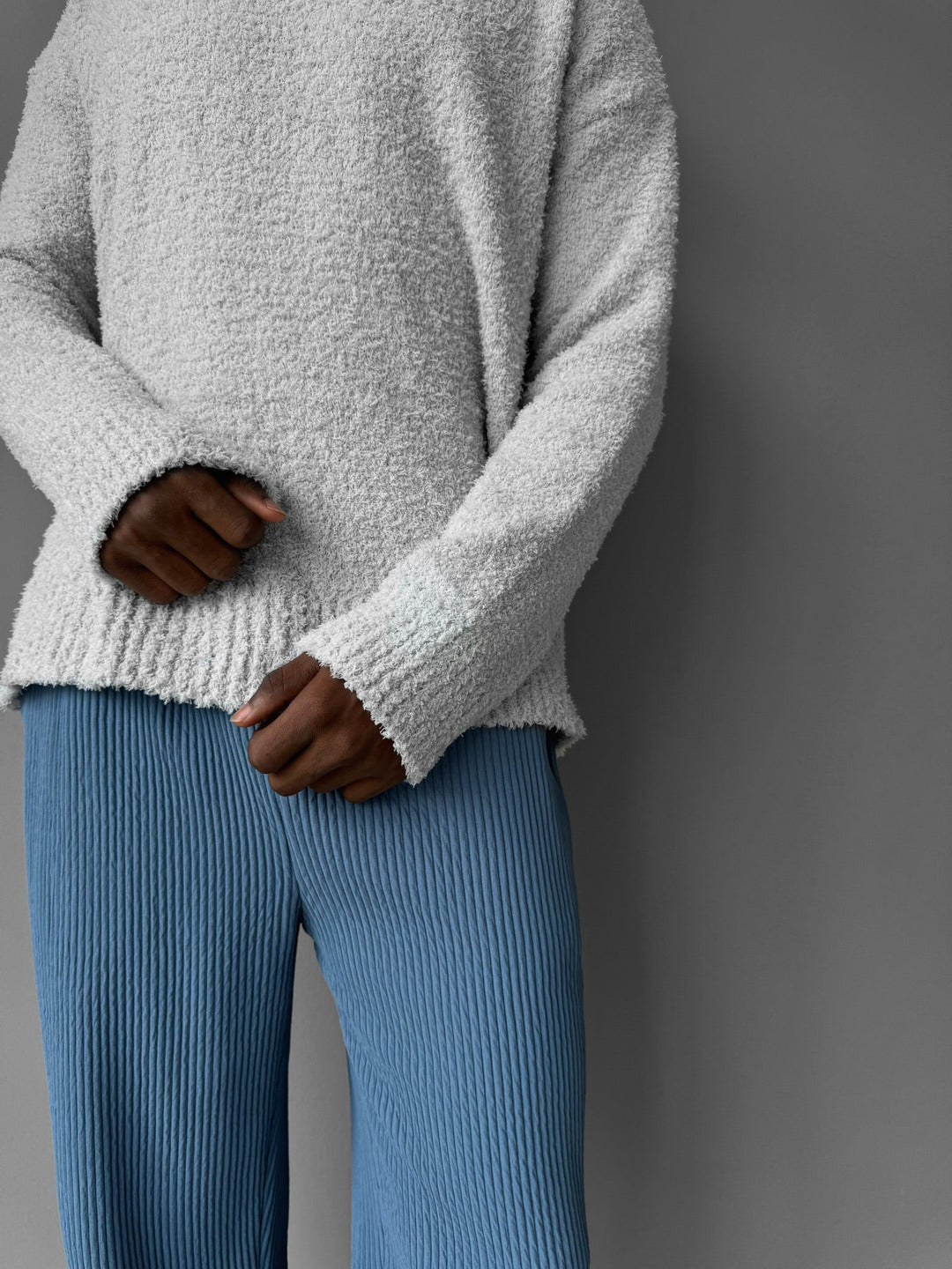 Oversize Plush Pullover - Szary