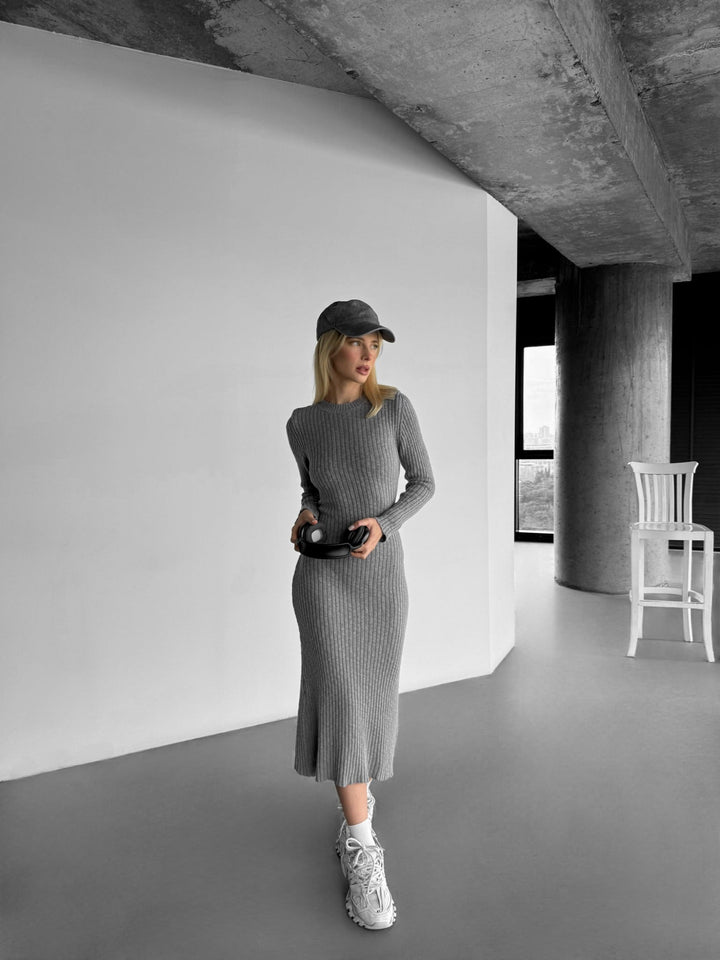 Sukienka Maxi Knit - Popiel