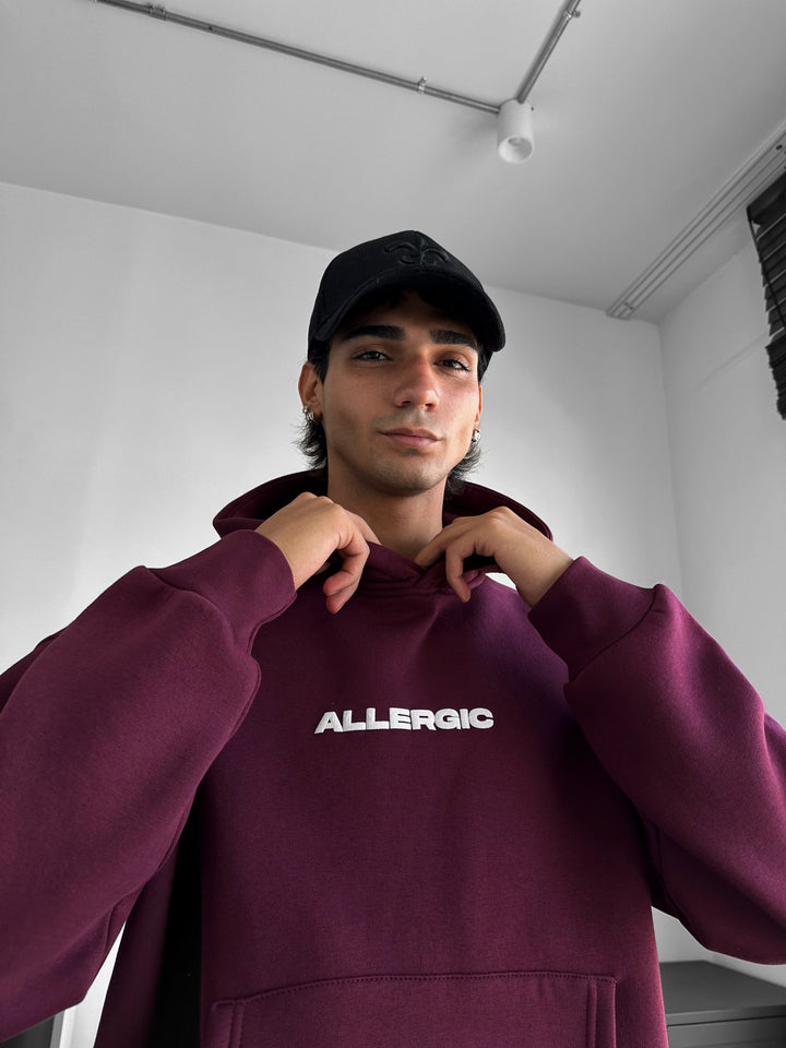 Oversize Allergiczny Hoodie - Bordeaux