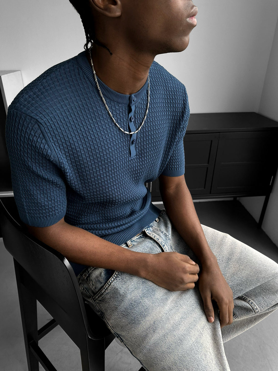 Regular Fit Waffle Button T-shirt - Indygo