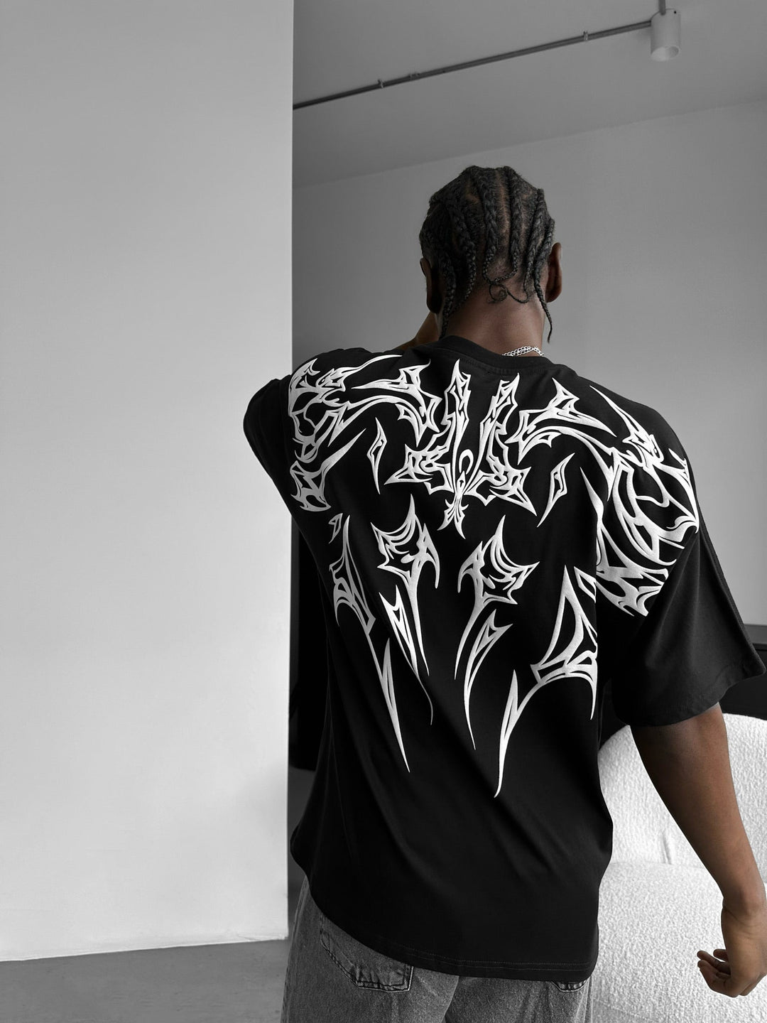 Oversize Mafia Tribal T-shirt - Czarny