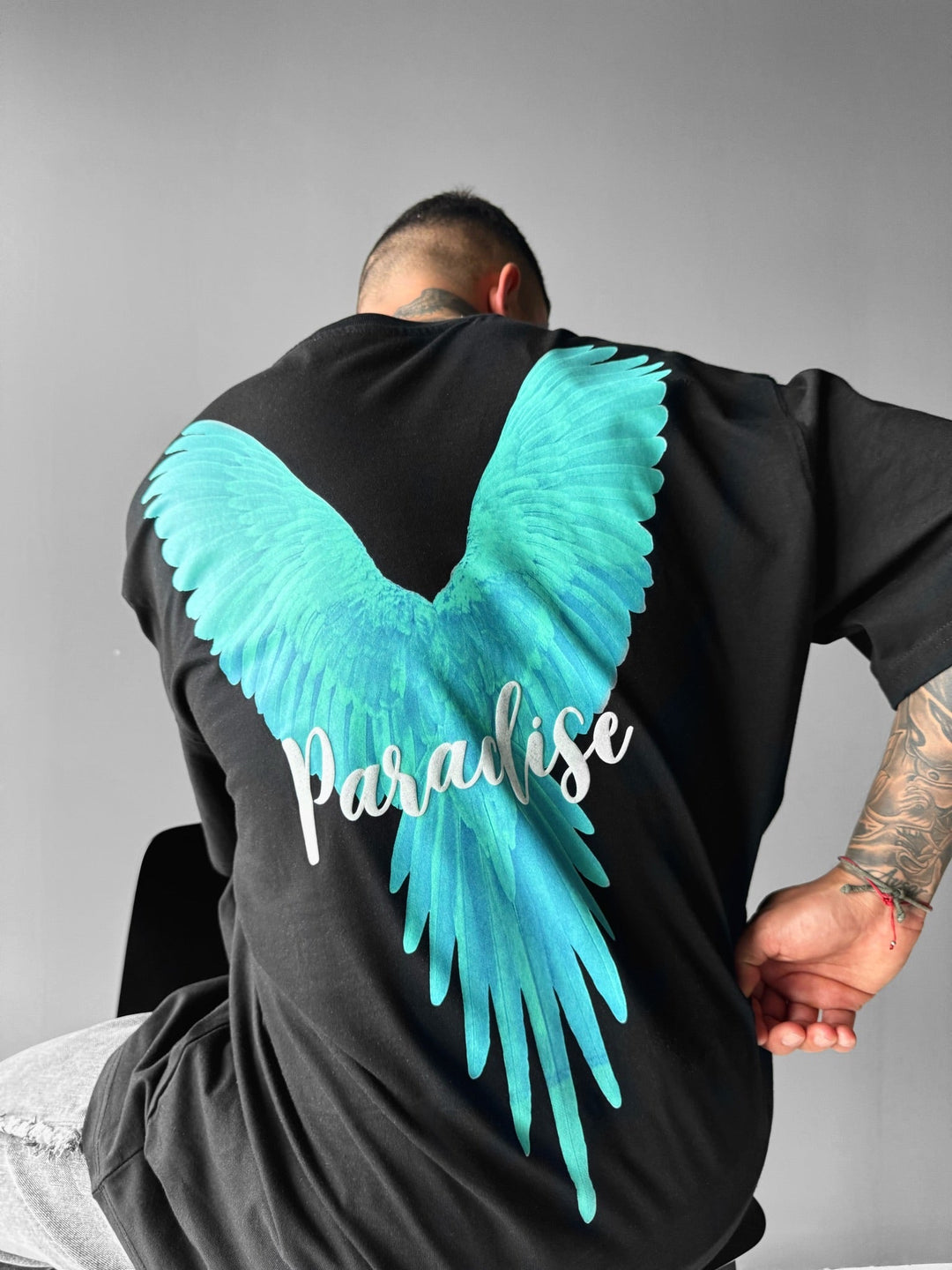 Koszulka Oversize Parrot Paradise - Czarna i Zielona
