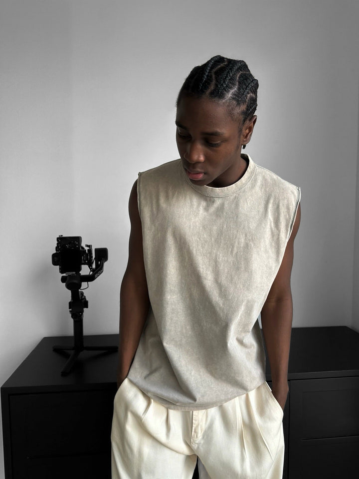 Oversize Pranie TankTop - Beżowy