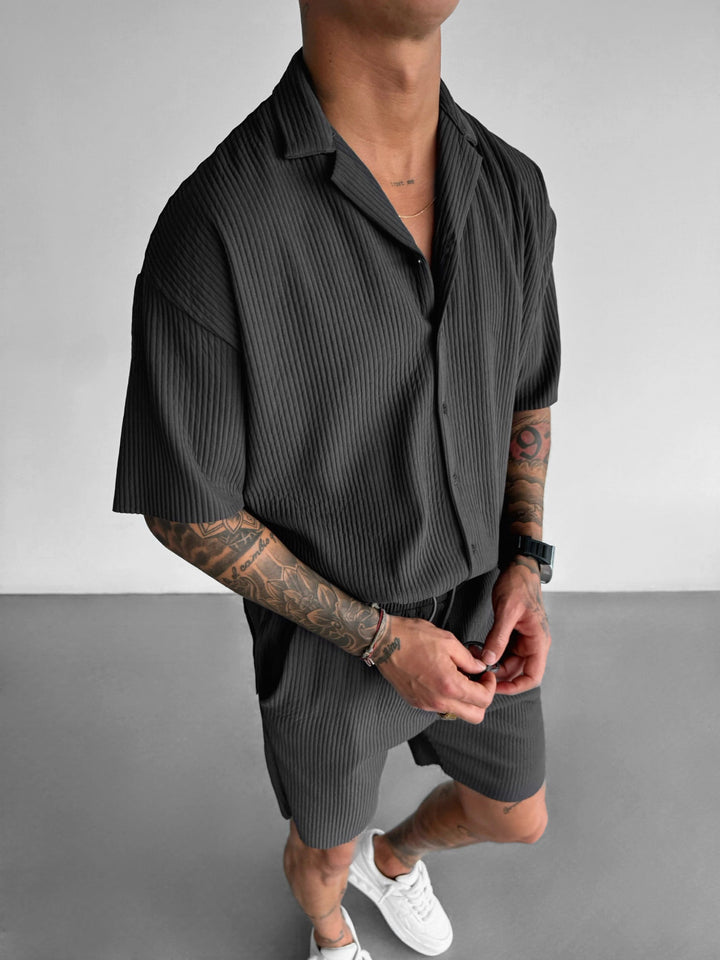 Koszula Oversize Ribbed - Antracyt