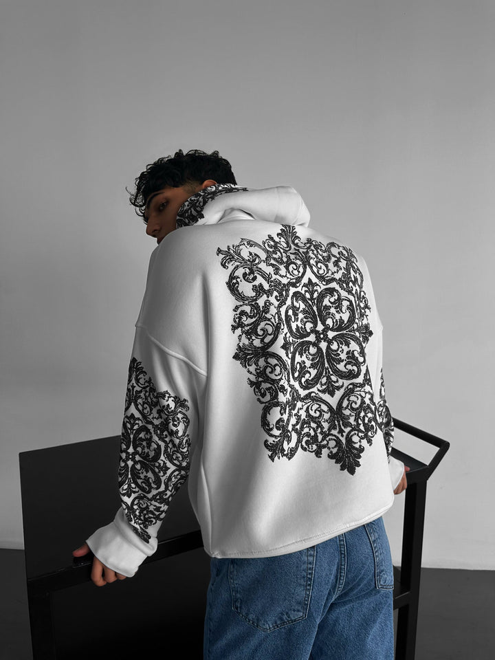 Hoodie z nadrukiem w oversize - Biały