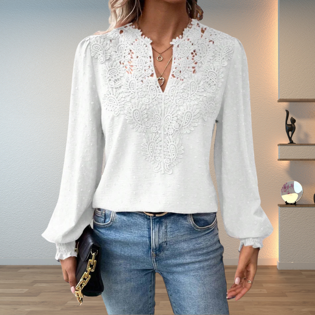 Elegancki Lace-Trim bluzka