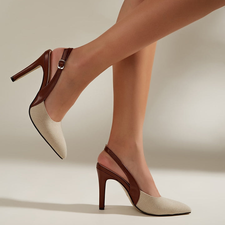 Elegancki kontrastowy Slingback szpilki