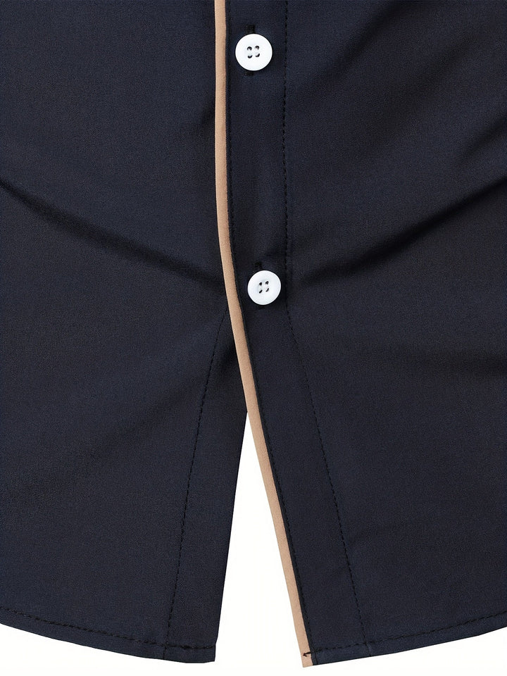 Contrast-Trim koszula z długim rękawem