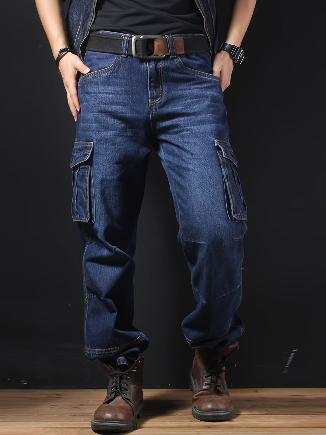 Solidny Multi-Pocket spodnie cargo