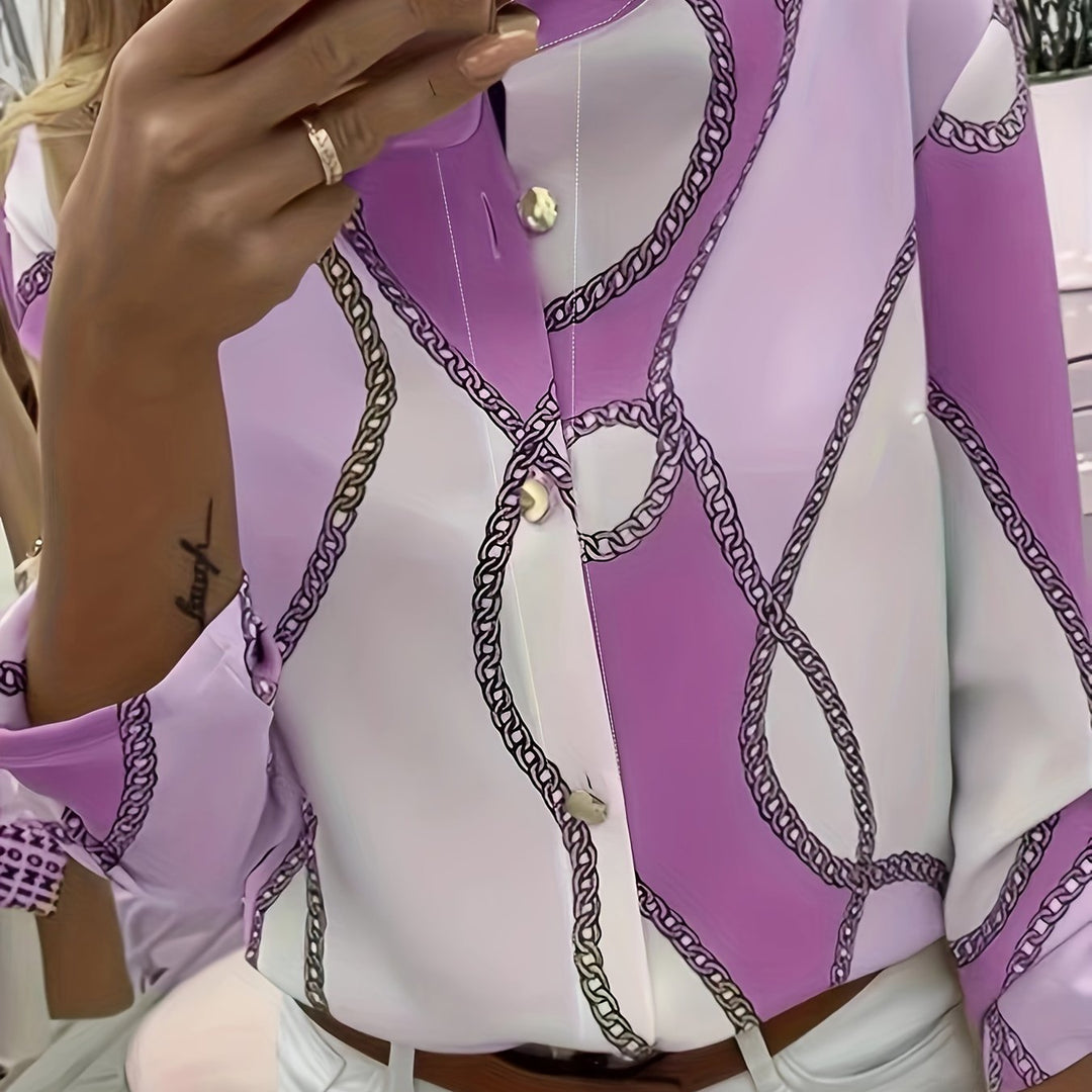 Chain-Print z kołnierzem koszula