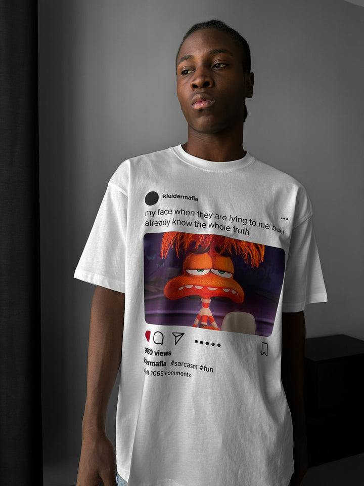T-Shirt Oversize z Sarkazmem - Ecru