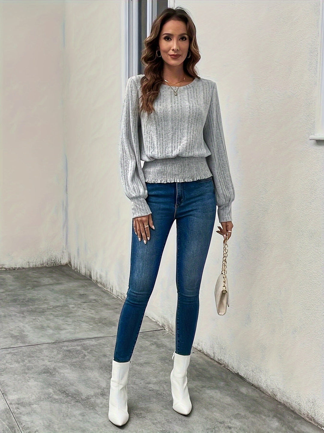 Smocked-Hem prążkowany top