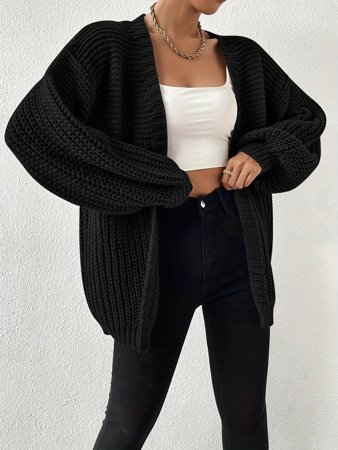 Swobodny Chunky-Knit kardigan