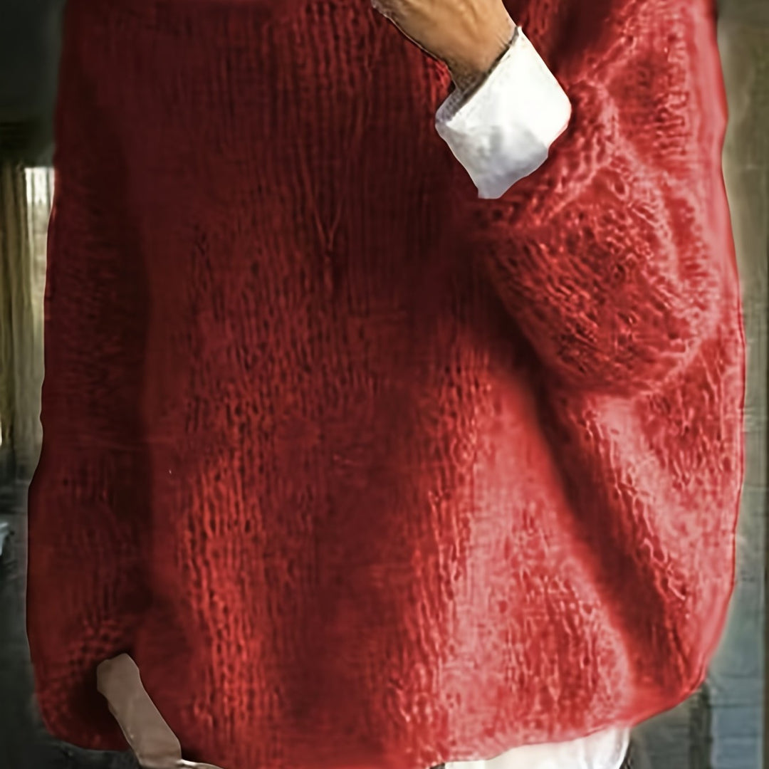 Swobodny sweter z okrągłym dekoltem