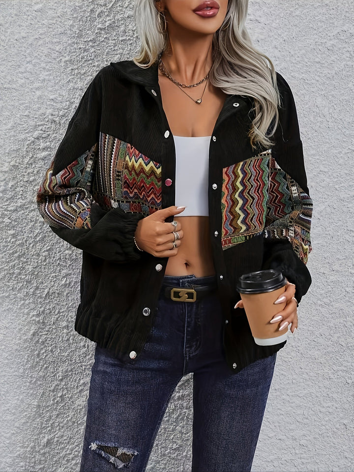Patchwork wyrazisty akcent kurtka