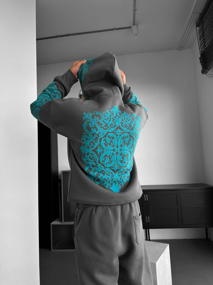 Hoodie z wzorem na dużym dywanie - Antracyt