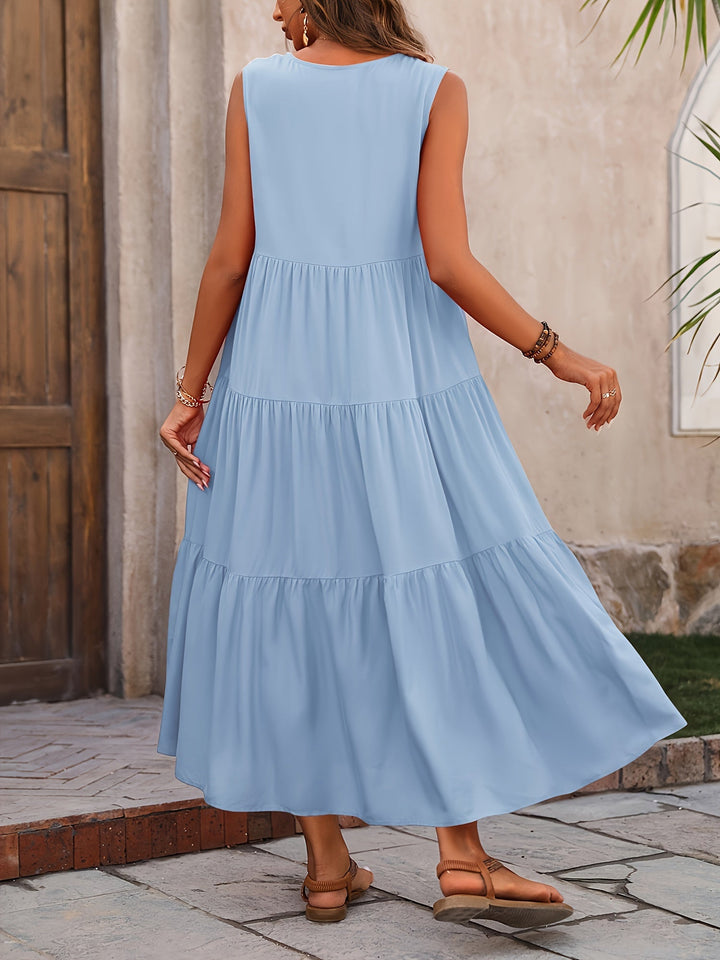 Zwiewny Tiered sukienka maxi