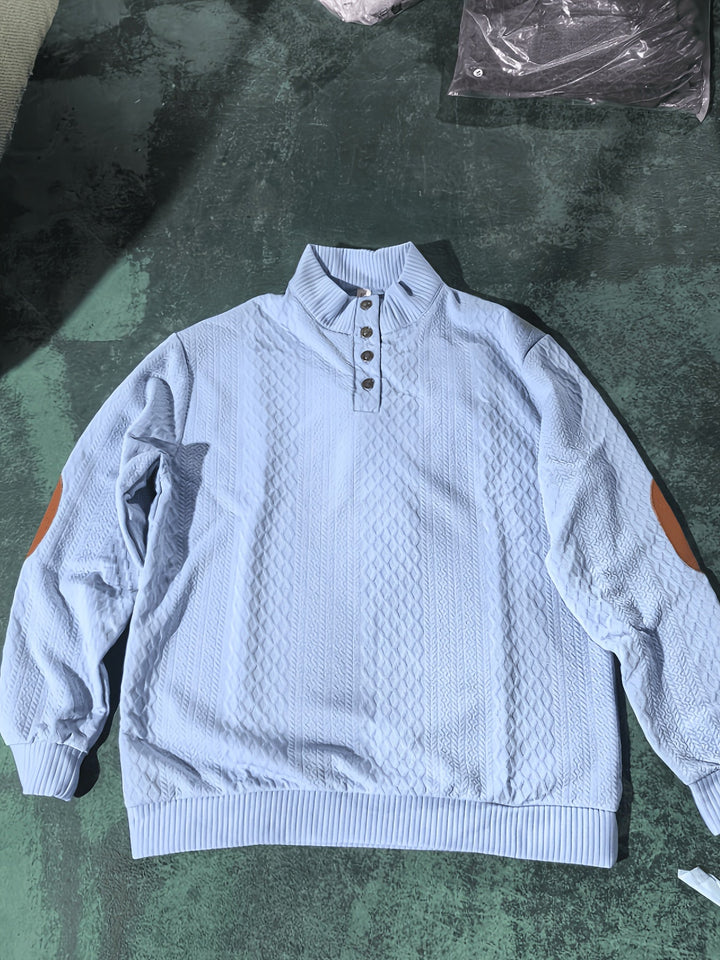 Wyróżniać się kołnierz guzik Henley sweter