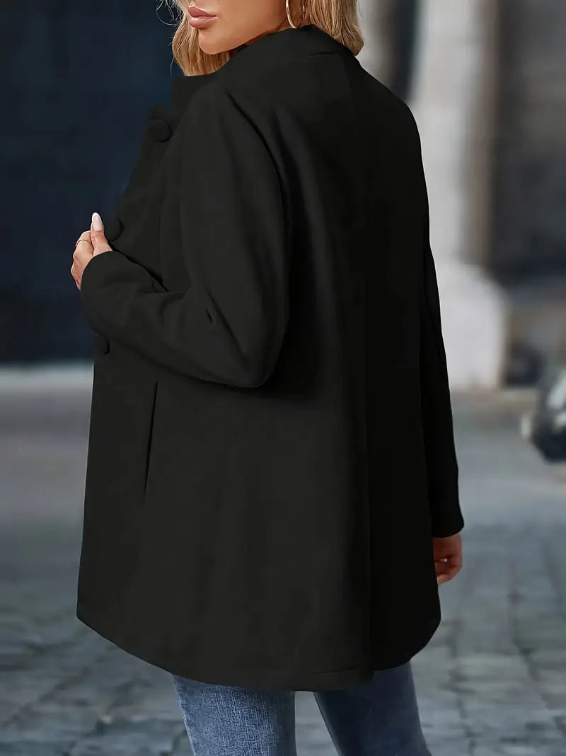 Elegancki stójka guzik płaszcz