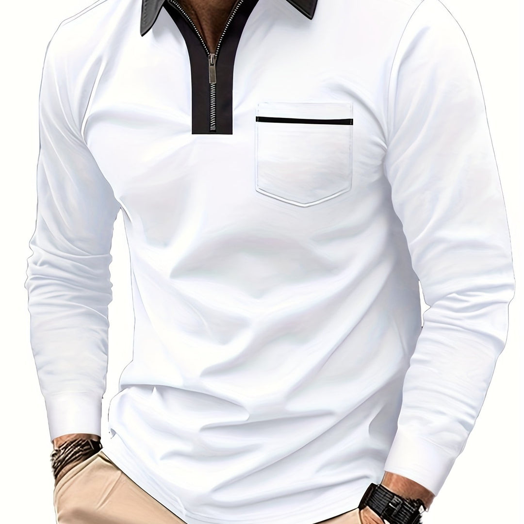 Elegancki zamek-kołnierz koszulka polo