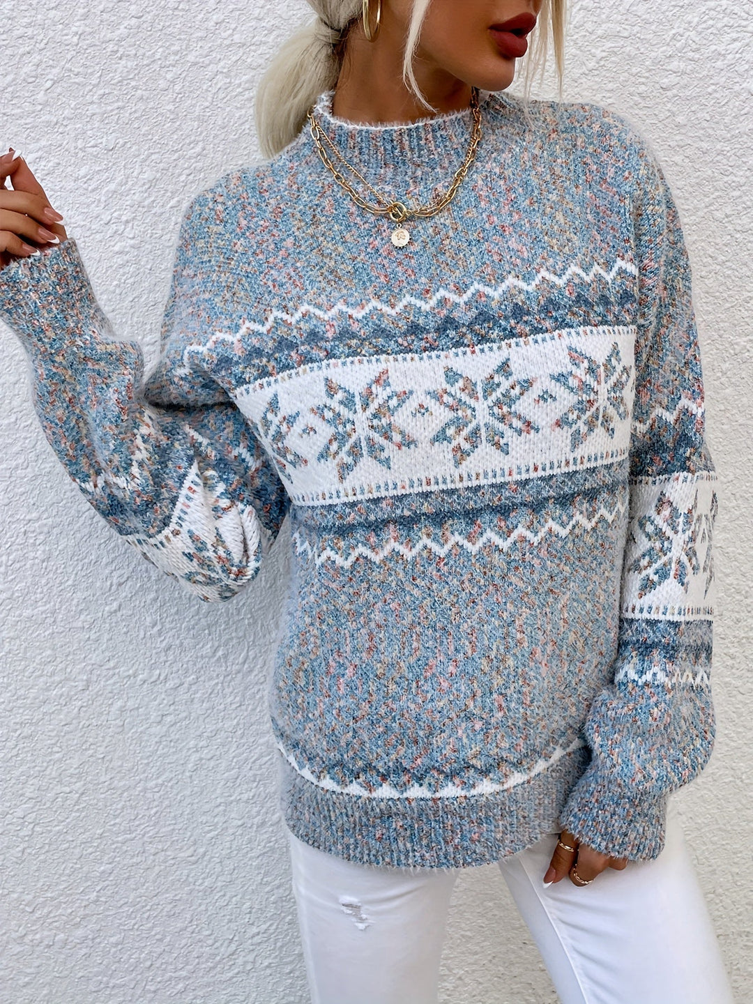 Przytulny Snowflake półgolf sweter