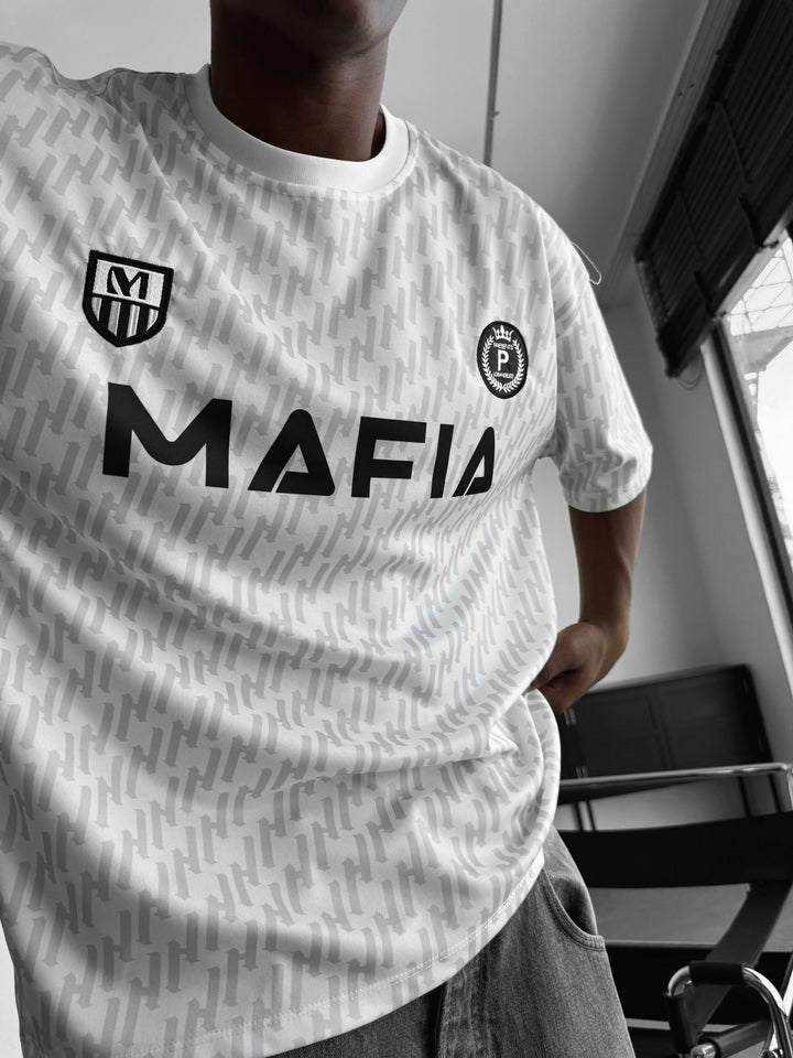Oversize Mafia Trikot T-Shirt - Biały
